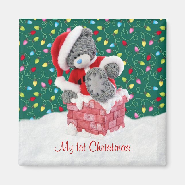 My 1st Christmas - Santa Teddy Bear Magnet (Front)