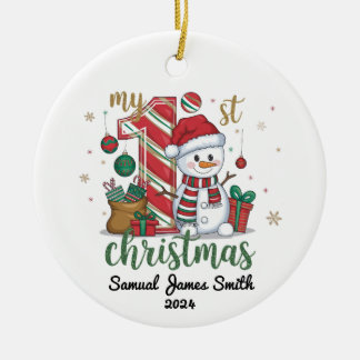 My 1st Christmas Snowman - Custom Ceramic Ornament