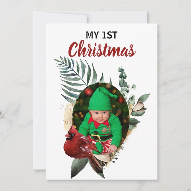 My 1st Christmas Two New Baby Photos Holiday (Front)