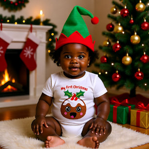 🎄 My 1st Christmas with Christmas pudding Baby Bodysuit