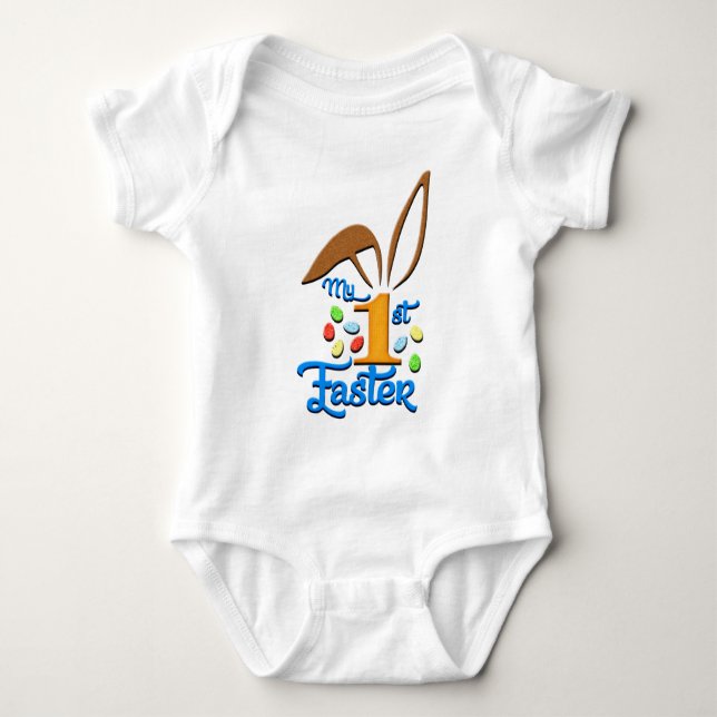 My 1st Easter Baby Boy White Bodysuit - Easter (Front)