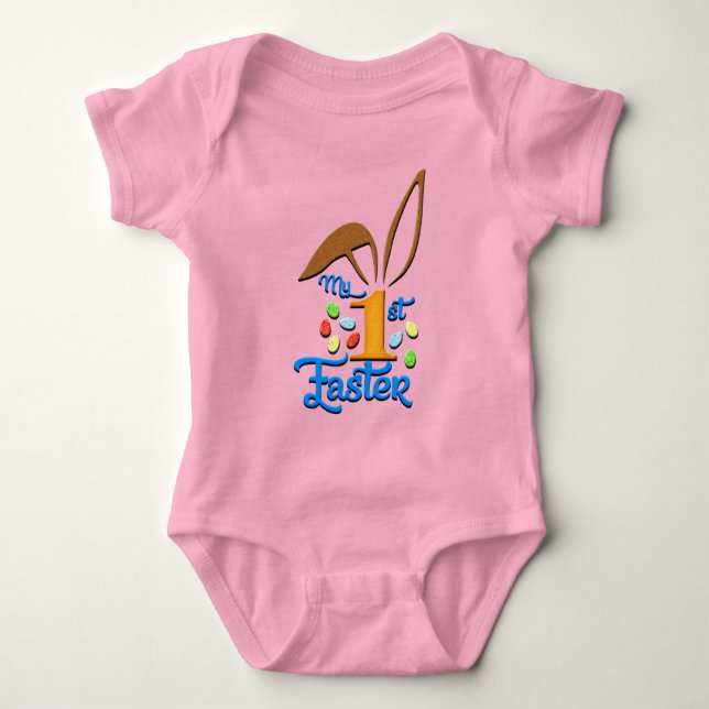 My 1st Easter Baby Girl Pink Bodysuit - Easter (Front)
