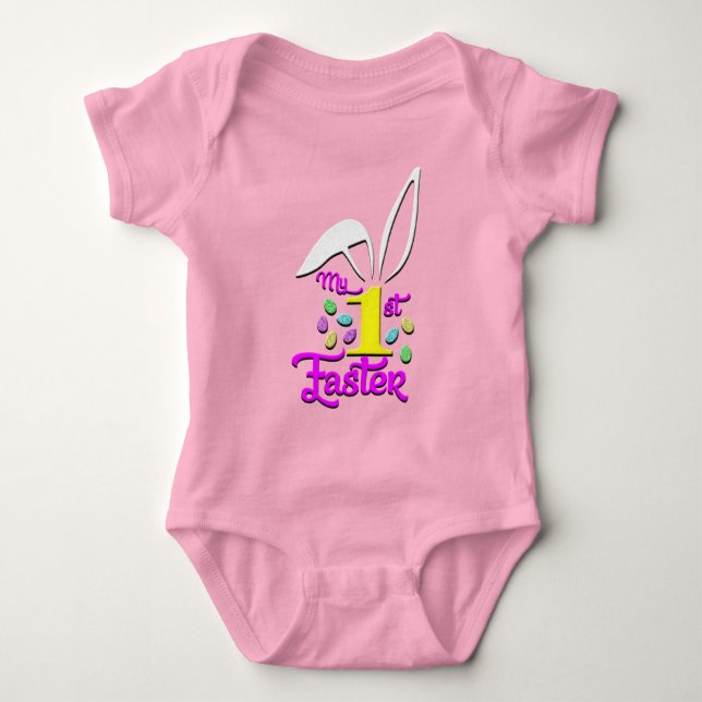 My 1st Easter Baby Girl Pink Bodysuit - Easter (Front)