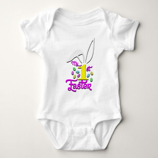 My 1st Easter Baby Girl White Bodysuit - Easter (Front)