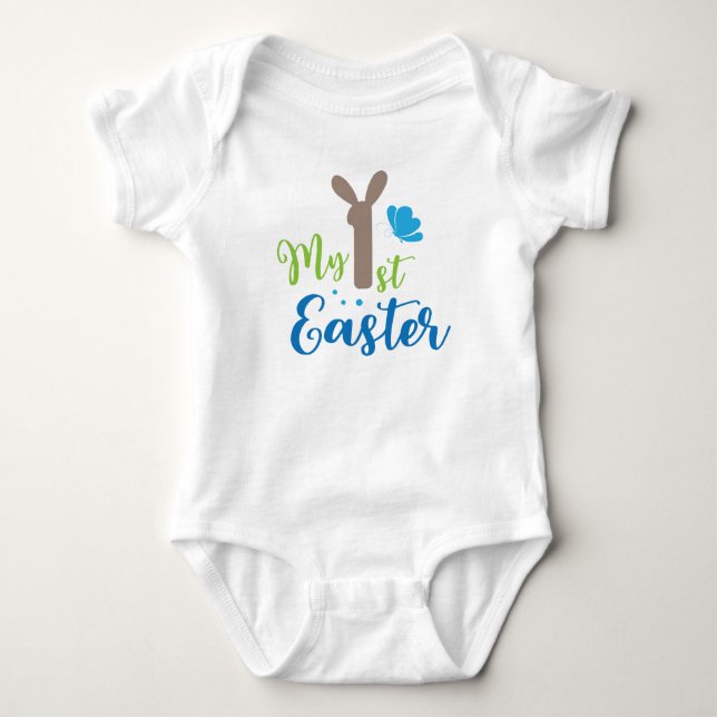 My 1st Easter Holidays Modern Typography Baby Bodysuit (Front)