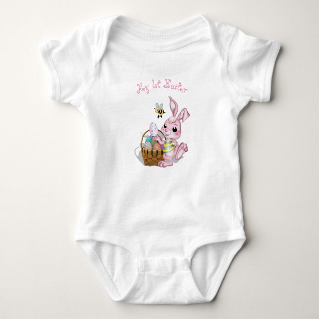 My 1st Easter Pink Bunny Baby Bodysuit (Front)