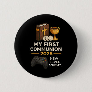 My 1st First Communion 2025 Video Game Catholic Bo 6 Cm Round Badge