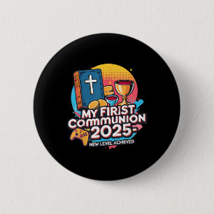 My 1st First Communion 2025 Video Game Controller  6 Cm Round Badge