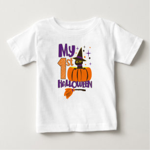 My 1st Halloween Baby Cute Black Cat Witch Pumpkin Baby T-Shirt