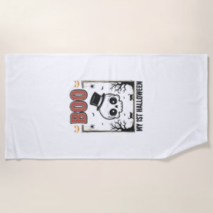 My 1st Halloween Baby Skull Vintage Engraving Shir Beach Towel