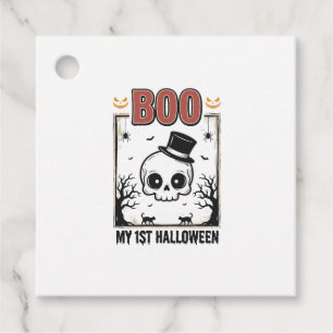 My 1st Halloween Baby Skull Vintage Engraving Shir Favour Tags