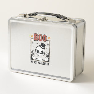 My 1st Halloween Baby Skull Vintage Engraving Shir Metal Lunch Box