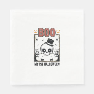 My 1st Halloween Baby Skull Vintage Engraving Shir Napkin