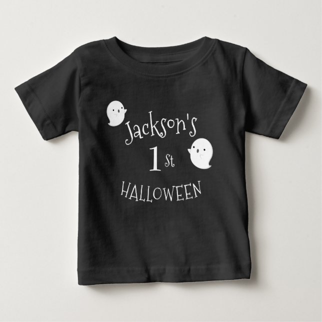 My 1st Halloween Black & White Personalised Baby T-Shirt (Front)