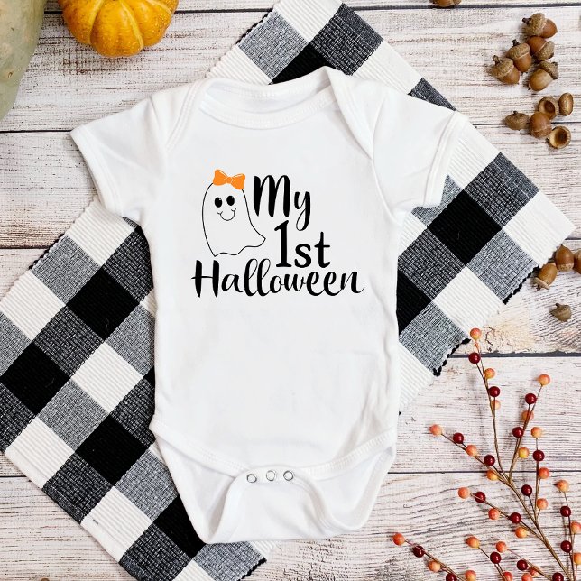 My 1st Halloween Cute Baby Girl Ghost Baby Bodysuit (Creator Uploaded)