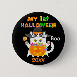 My 1st Halloween Ghost Cat 6 Cm Round Badge
