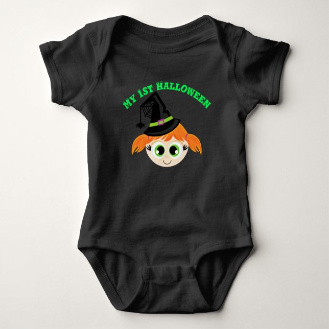 My 1st Halloween Little Witch Baby Bodysuit (Front)