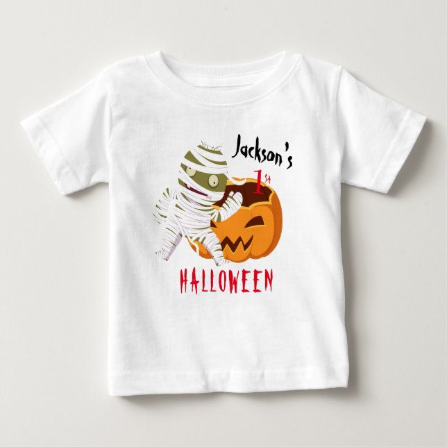 My 1st Halloween Pumpkin Ghost Personalised Baby T-Shirt (Front)