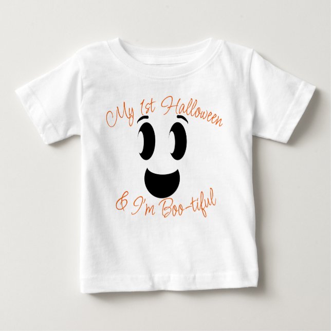 My 1st Halloween Script Ghost Baby T-Shirt (Front)