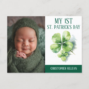 My 1st St Patrick's Day Baby Photo Shamrocks Holiday Postcard