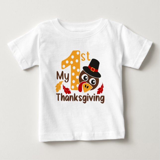 My 1st Thanksgiving Turkey Boy Baby T-Shirt (Front)