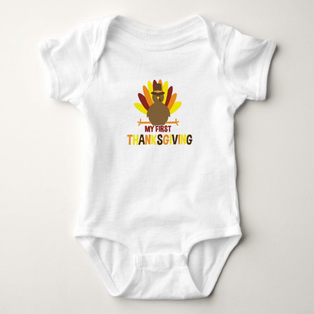 My 1st Thanksgiving Turkey Infant Bodysuit Creeper (Front)