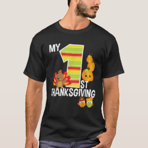 My 1st Thanksgiving Turkey Pumpkin Baby Boy Thanks T-Shirt