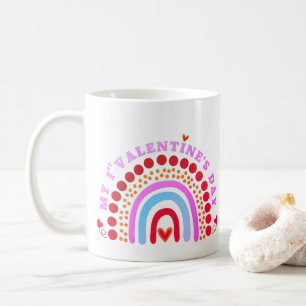 My 1st Valentine's Day Baby Romper Boho Rainbow Coffee Mug