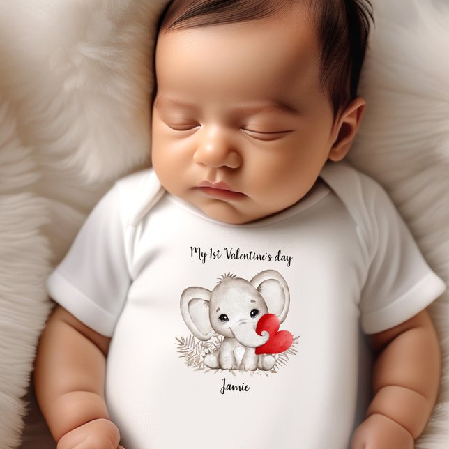 My 1st Valentine's day Personalised Name Cute Baby Bodysuit (My 1st Valentine's day Personalized Name Cute Baby Bodysuit)
