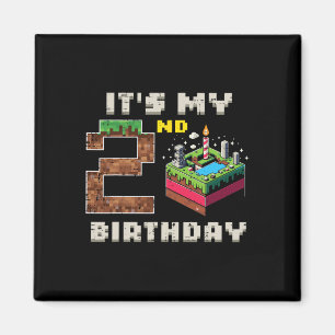 My 2nd Birthday Pixel Game 2 Cake Gamer Boys Kids  Magnet