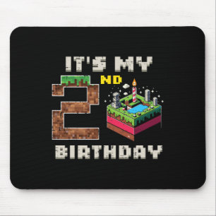 My 2nd Birthday Pixel Game 2 Cake Gamer Boys Kids  Mouse Pad