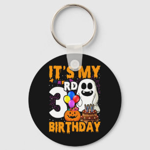 My 3rd Birthday Ghost Pumpkin Halloween Party 3 Ye Key Ring