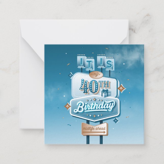 My 40th Birthday Stationery Note Card (Front)