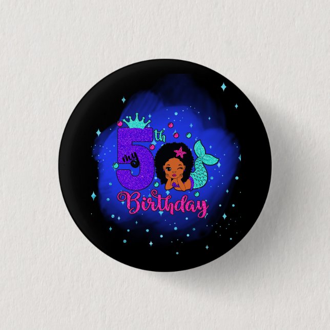 My 5th Birthday Mermaid 3 Cm Round Badge (Front)