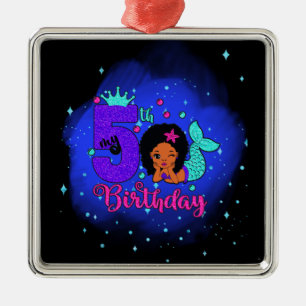 My 5th Birthday Mermaid Metal Ornament