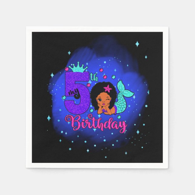 My 5th Birthday Mermaid Napkin (Front)