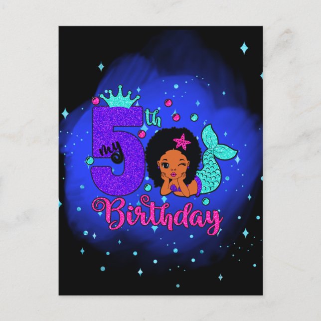 My 5th Birthday Mermaid Postcard (Front)