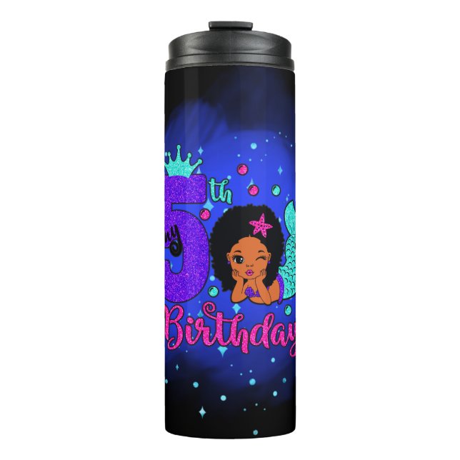 My 5th Birthday Mermaid Thermal Tumbler (Front)