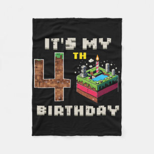 My 5th Birthday Pixel Game 4 Cake Video Gamer Boys Fleece Blanket