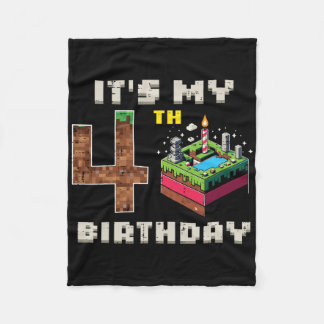 My 5th Birthday Pixel Game 4 Cake Video Gamer Boys Fleece Blanket