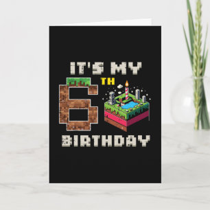My 6th Birthday Pixel Game 6 Cake Video Gamer Boys Card