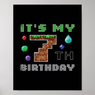 My 7th Birthday Pixel 7 Gamer Video Gaming Boys Ki Poster