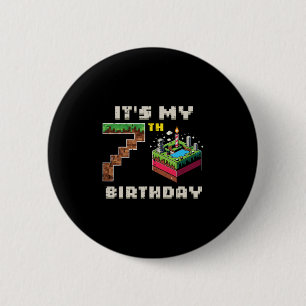 My 7th Birthday Pixel Game 7 Cake Video Gamer Boys 6 Cm Round Badge