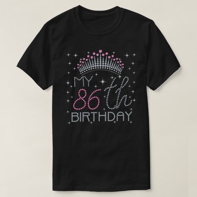 My 86th Birthday 86 Years Old Pink Crown Gift Tee  (Design Front)