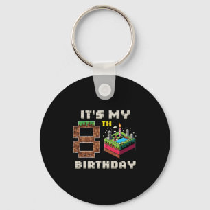 My 8th Birthday Pixel Game 8 Cake Video Gamer Boys Key Ring