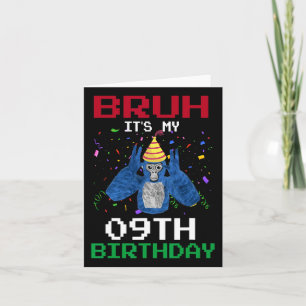 My 9th Birthday 9 Years Old Funny Gorilla Video Ga Card
