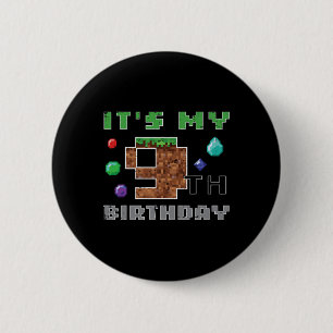 My 9th Birthday Pixel 9 Gamer Video Gaming Boys Ki 6 Cm Round Badge