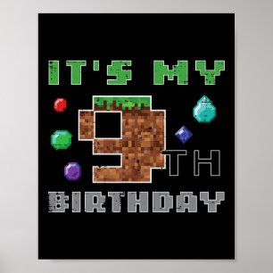 My 9th Birthday Pixel 9 Gamer Video Gaming Boys Ki Poster
