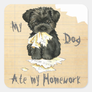 My Affenpinscher Ate My Homework Square Sticker