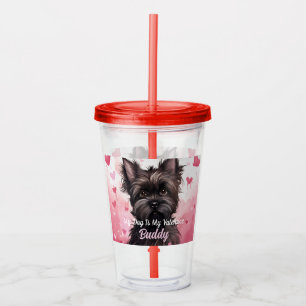 My Affenpinscher Dog Is My Valentine Personalised Acrylic Tumbler